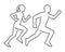 Linear shapes runners. Outline silhouettes runners.