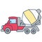 Linear simple cement truck separated on white space