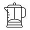 Linear simple french press coffee maker icon vector illustration cooking fresh hot morning beverage
