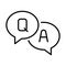 Linear simple question answer icon vector illustration. Monochrome assistance chat help information