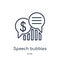 Linear speech bubbles with dollar icon from Business outline collection. Thin line speech bubbles with dollar icon isolated on