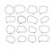 Linear speech bubbles. Scribe round shapes for comic magazine bubble talk vector collection