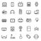 Linear style of electronics and gadget icons set