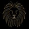 Linear stylized lion. Black and gold graphic. Vector illustration can be used as design for tattoo, t-shirt, bag, poster