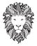 Linear stylized lion. Black and white graphic. Vector illustration can be used as design for tattoo, t-shirt, bag,poster,postcard.