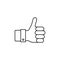 Linear thumb up hand icon