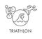 Linear triathlon logo on a white background. Swimming, cycling,