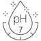 Linear vector icon of acidity of pure or neutral water pH 7