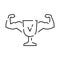 Linear vector web vector line icon set. Healthy ecological lifestyle. Fitness, gym and diet. Muscular arms and first place trophy