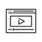 Linear video course icon vector illustration online lecture webinar screen player for watching