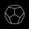 Linear white dodecahedron on black background for game, icon, packaging design or logo. Platonic solid. Vector