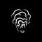 Linear white smoke monkey face icon on black background. Vector smoke hookah monkey logo idea for the business card