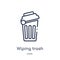 Linear wiping trash icon from Cleaning outline collection. Thin line wiping trash vector isolated on white background. wiping