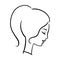 Linear woman portrait, romantic profile portrait. Ponytail hairstyle. Simple logo for beauty products