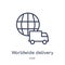 Linear worldwide delivery icon from Delivery and logistic outline collection. Thin line worldwide delivery vector isolated on