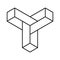 Linear Y logo template. Infinite geometric shape. 3D letter Y made of blocks.
