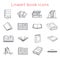 Lineart Book Icons Symbols Logos Set Template for Web Isometric Isolated Vector Illustration