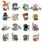 Lineart Fantasy RPG Game Heroes Villains Minions Character Vector Icons Set Flat Design Vector Illustration