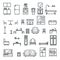 Lineart Flat Furniture Icons and Symbols Set Living Room Isolated Vector Illustration