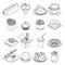 Lineart isometric fast food icons set design vector illustration