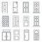 Lineart Old Doors Icons Set House Flat Design Isolated Vector Illustration