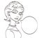 Lineart vector woman talk picture. Pop art style, eps 10