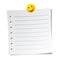 Lined sticky note. Blank note paper sheet. Information reminder. Notepad or memo message, paper sheet. Vector