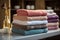 Linen elegance Neatly stacked towels create a tidy and luxurious display