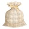 Linen woven fabric sack. Flax texture bag with linen string ribbon binding vector illustration.