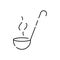 Lineo - Kitchen and Cooking line icon. Restaurant with cook and meal or food. Ladle and hot soup