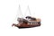 Liner ship wooden junk sailing. Traditional wooden vessel ship.