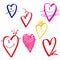 Lines marker heart Valentine`s day love funny beautiful delicate pattern watercolor multicolored set