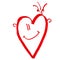 Lines marker heart Valentine`s day red love funny character face