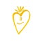 Lines marker heart Valentine`s day yellow love funny character face crown the king