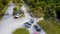 Lines of vehicles waiting to get into Oleta Park which is restricting visitor entrance to social distance Covid 19 Coronavirus