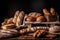 lineup of freshly baked breads, with different types and shapes for variety