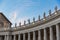 Lineup of roman statues at St Peter`s square in Rome Italy on ga