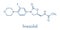Linezolid antibiotic drug oxazolidinone class molecule. Skeletal formula.
