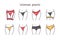 Lingerie color line icons set. Category of women's clothing including at least undergarments, sleepwear and lightweight