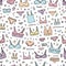 Lingerie seamless pattern. Vector underwear background design. Outline hand drawn illustration. Bras and panties doodle.