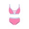 Lingerie and swimsuits vector stickers. Woman beach season fashion clothes, swimsuit, Underwear tops and bottoms. Vector flat