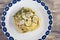Linguine alla Nerano with fried zucchini and provolone cheese from Monaco