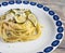 Linguine alla Nerano with fried zucchini and provolone cheese from Monaco