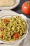 Linguine with pesto and tomatoes