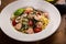 Linguine with shrimp, cherry tomatoes and capers