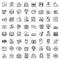 Linguist icons set, outline style