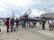 Lining up to see the F 20 Tiger Shark Jet Fighter