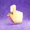 Link icon. Gold glossy Link pointer symbol isolated on violet velvet background.