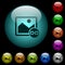 Link image icons in color illuminated glass buttons