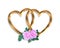 Linked Gold Hearts and roses 3D